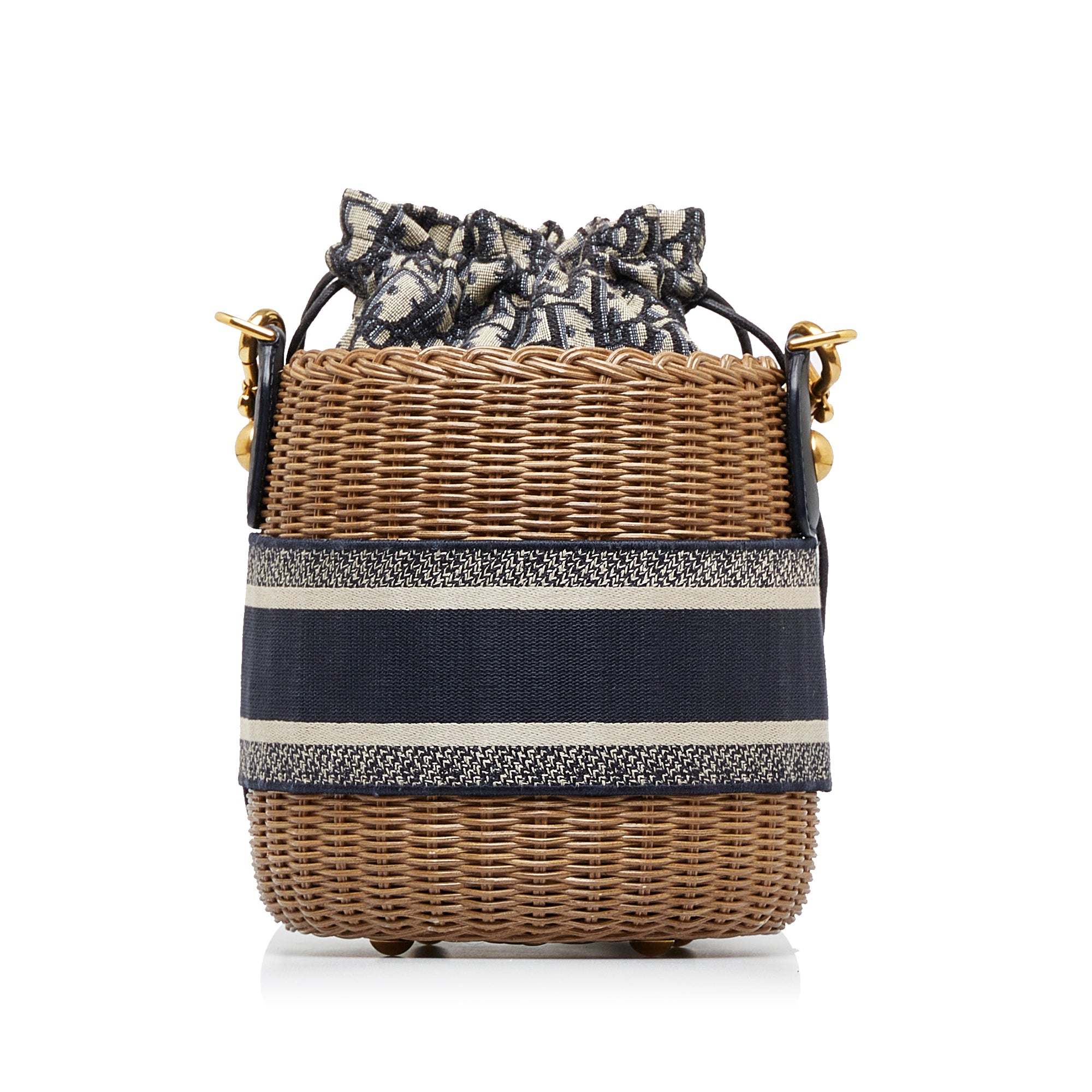 Oblique Wicker Bucket Bag - Image 3