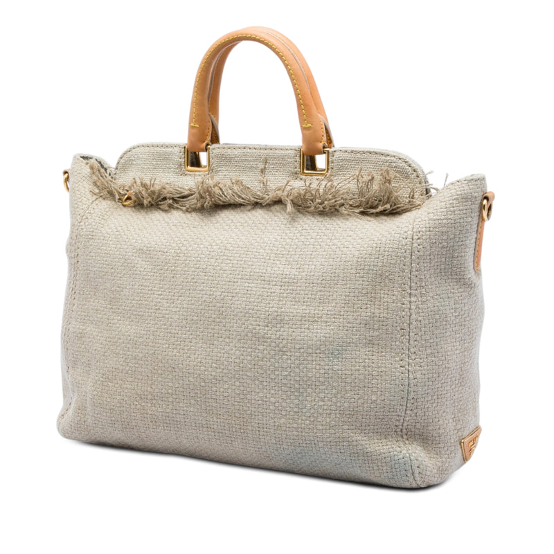 Raffia Lino Fringe Shopping Tote - Image 2