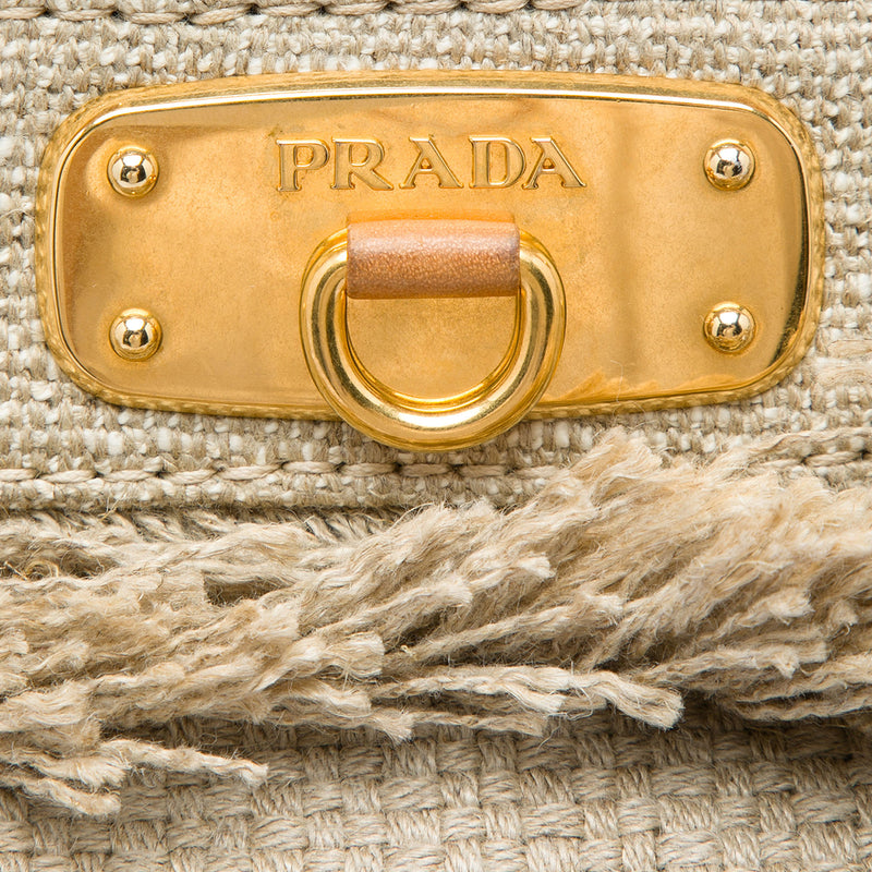 Raffia Lino Fringe Shopping Tote - Image 5