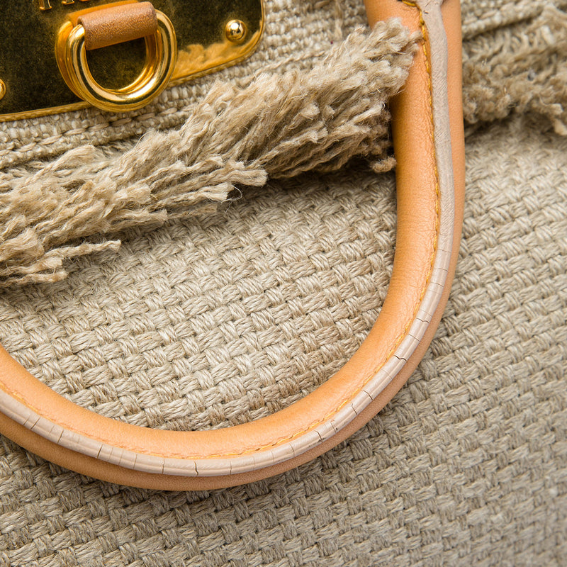 Raffia Lino Fringe Shopping Tote - Image 7