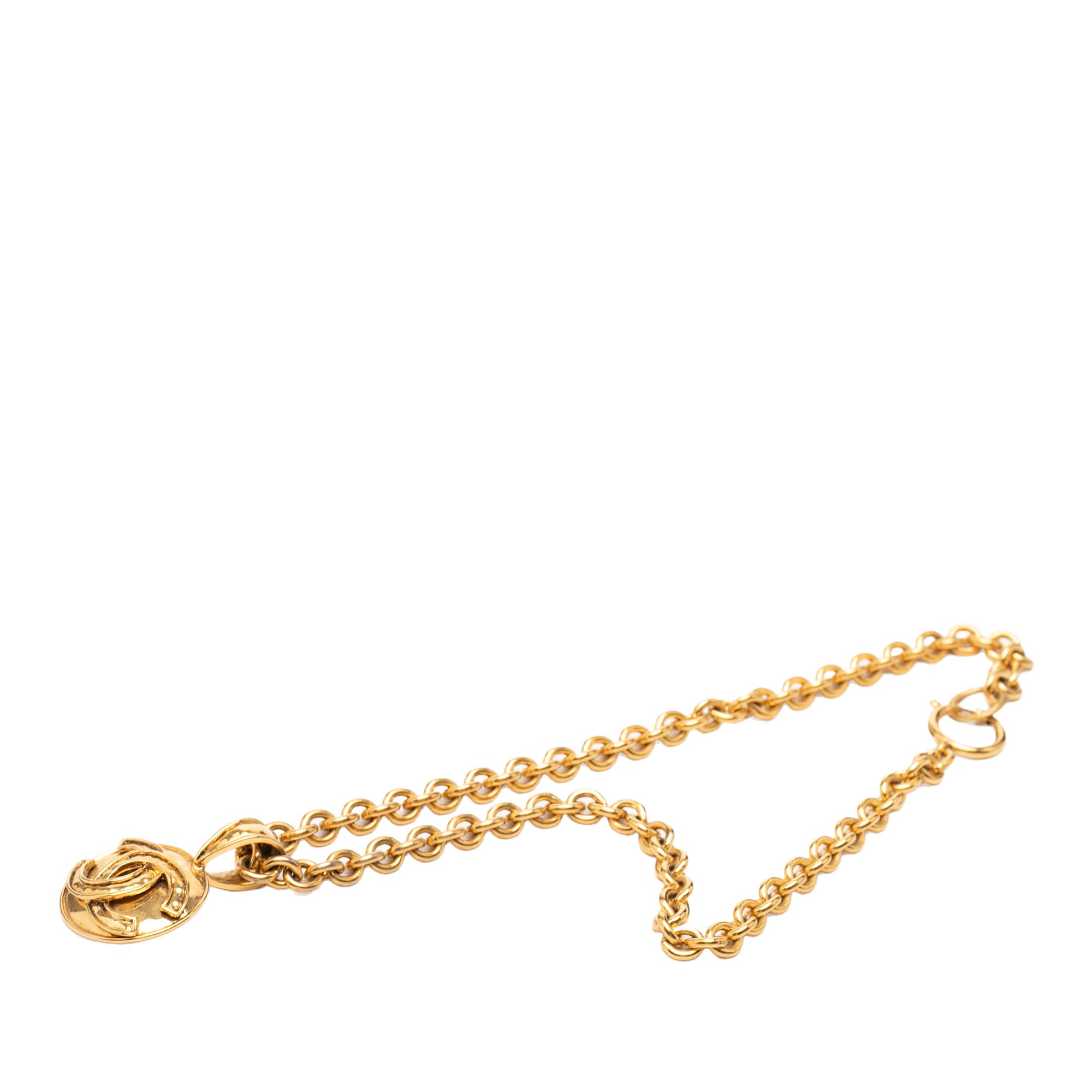 CC Gold Plated Round Pendant Necklace - Image 1