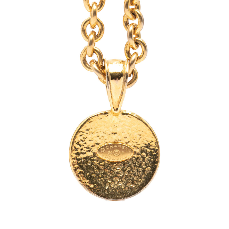 CC Gold Plated Round Pendant Necklace - Image 3