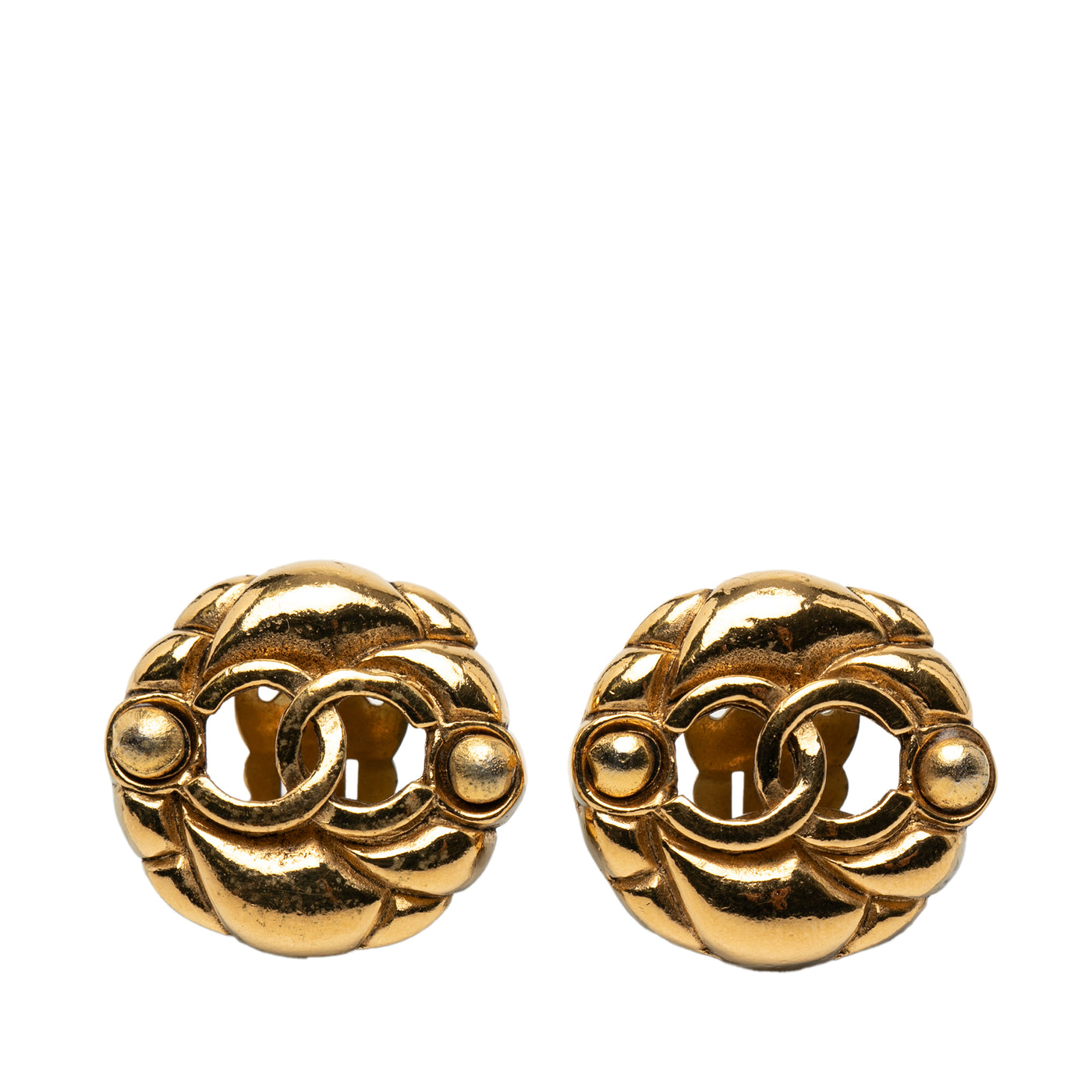 CC Gold Plated Round Clip On Earrings - Image 1