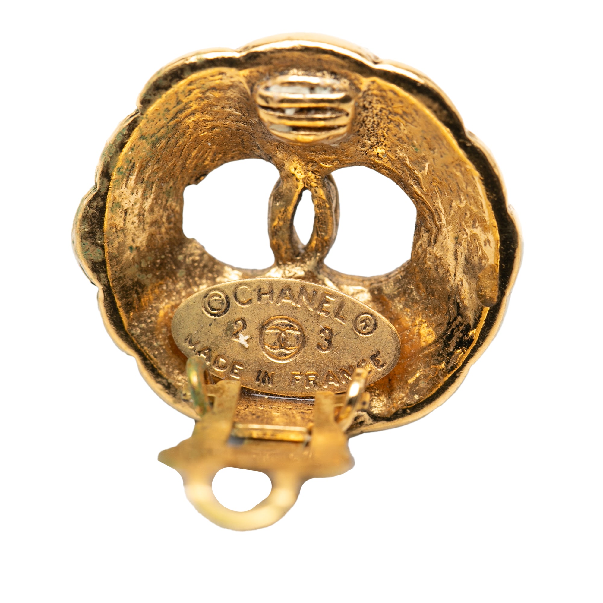 CC Gold Plated Round Clip On Earrings - Image 3