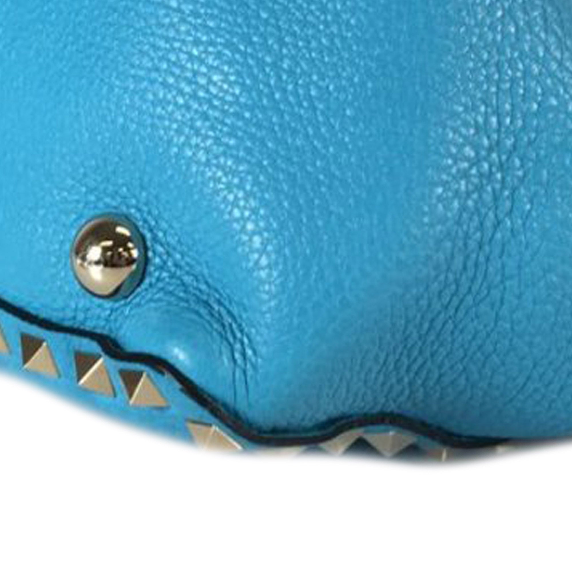 Small Grained Calfskin Rockstud Trapeze Satchel - Image 11
