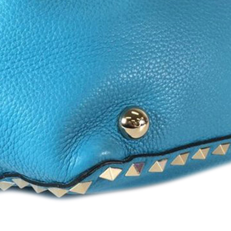 Small Grained Calfskin Rockstud Trapeze Satchel - Image 12