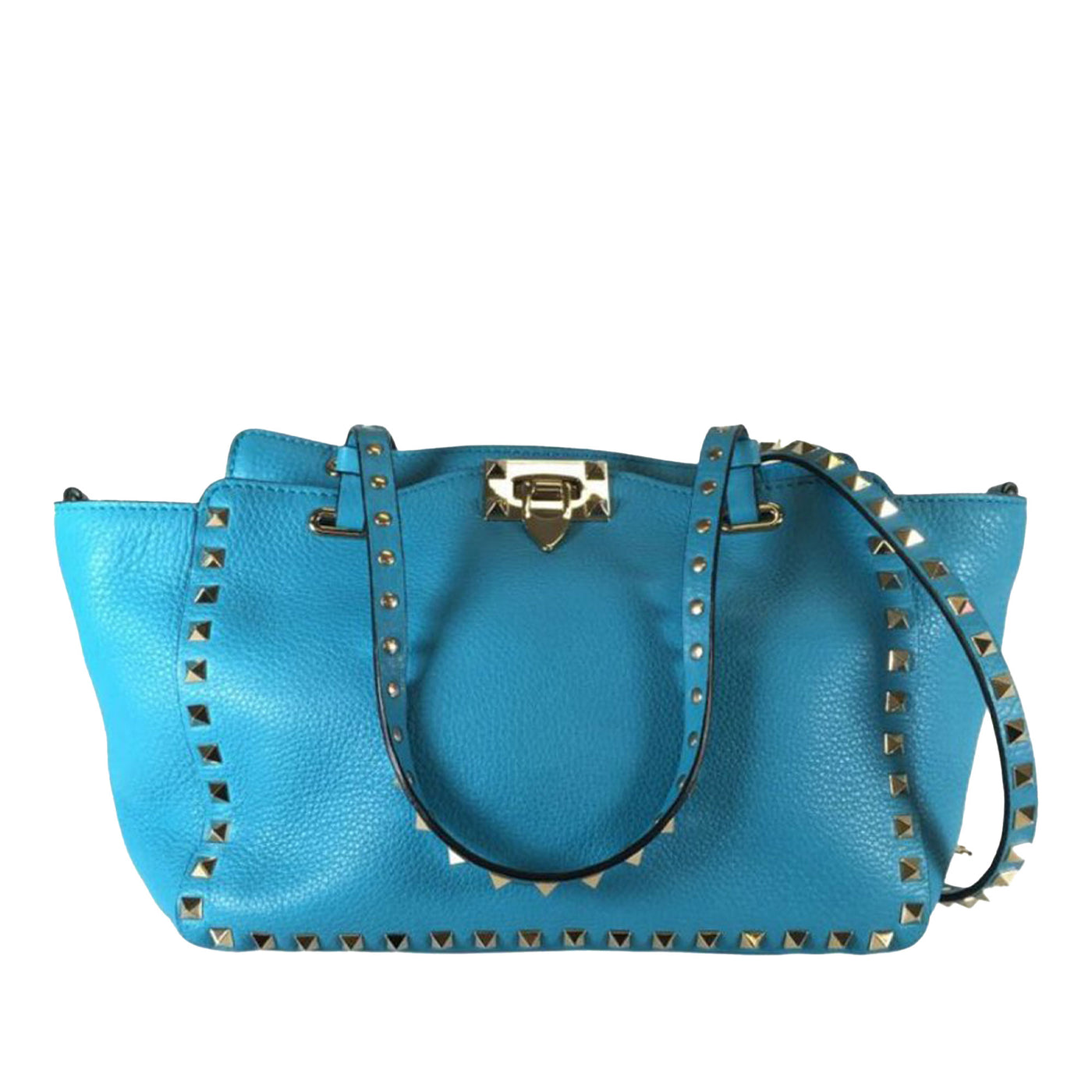 Small Grained Calfskin Rockstud Trapeze Satchel - Image 1