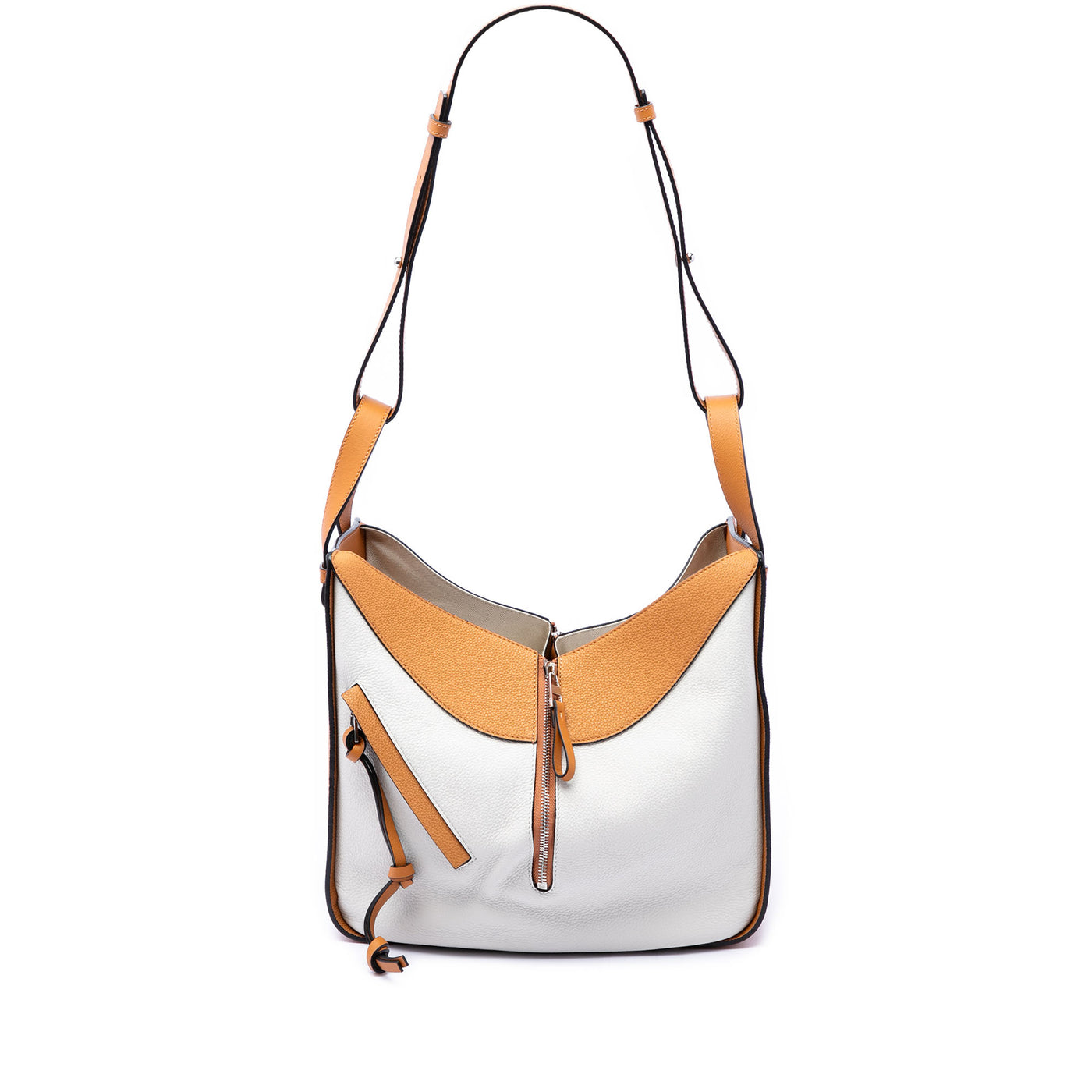 Medium Bicolor Grained Calfskin Hammock Satchel - Image 1