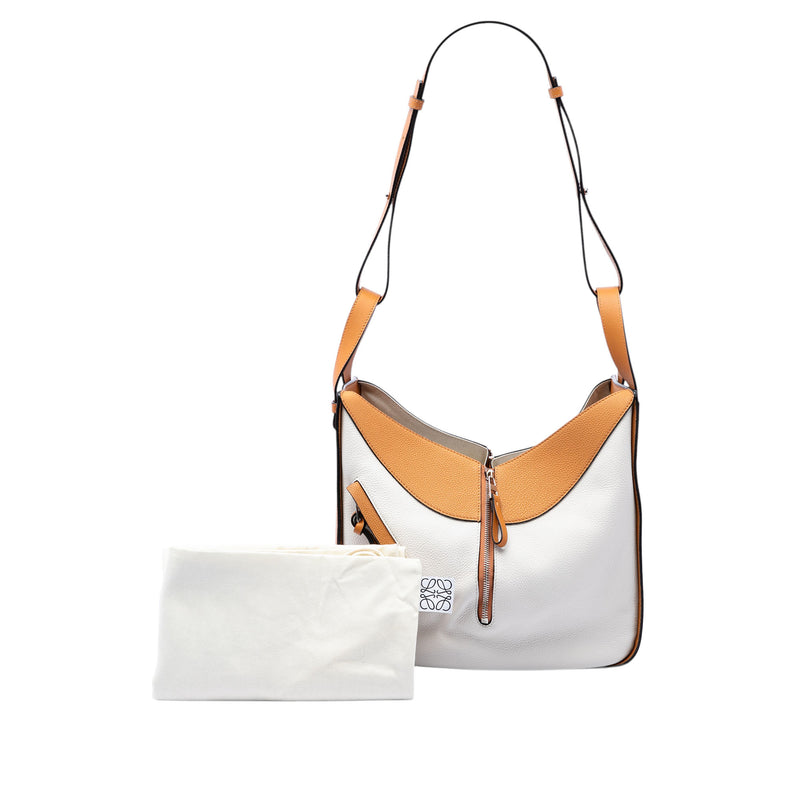 Medium Bicolor Grained Calfskin Hammock Satchel - Image 7