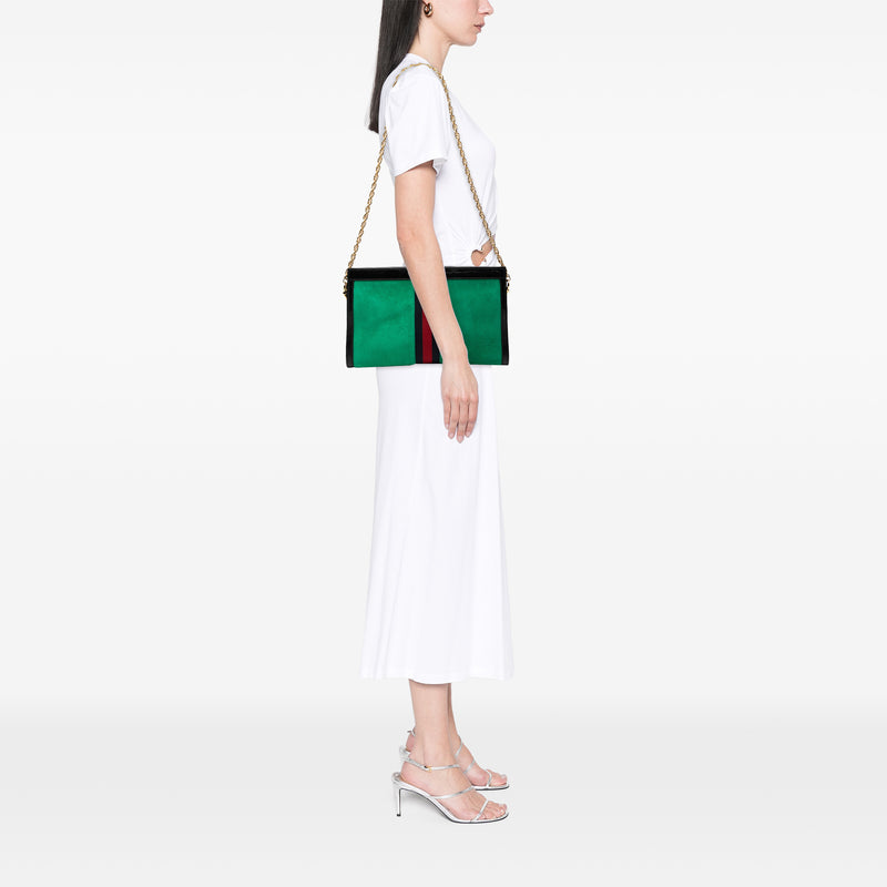 Medium Suede Web Ophidia Chain Shoulder Bag - Image 7
