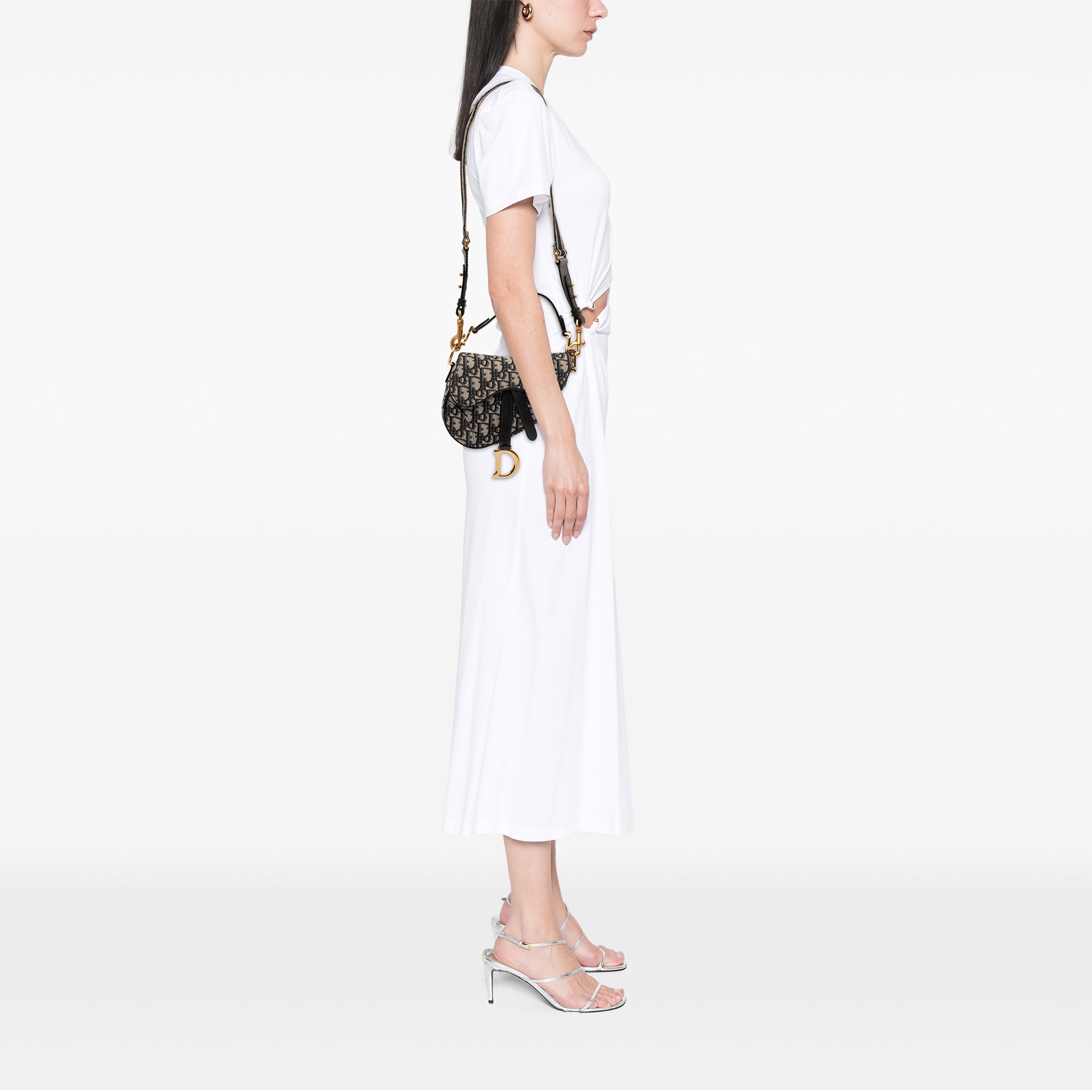 Mini Oblique Canvas Saddle Bag - Image 11