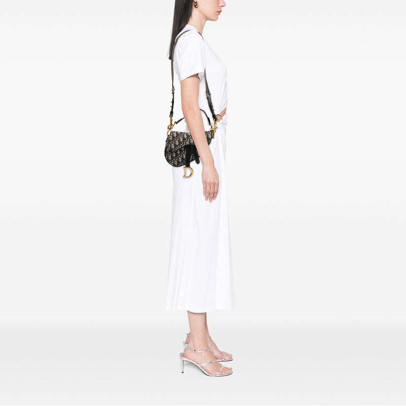 Mini Oblique Canvas Saddle Bag - Image 11
