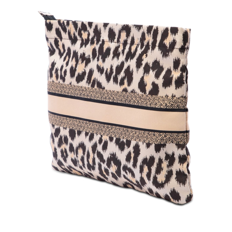 Mizza Embroidered Canvas Leopard Zip Pouch - Image 2