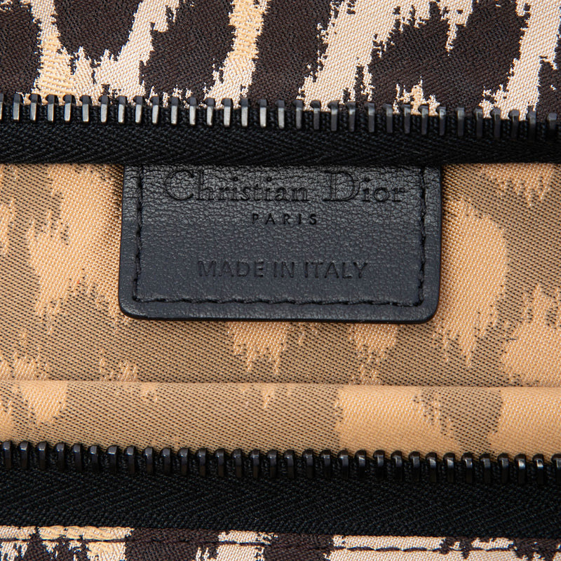 Mizza Embroidered Canvas Leopard Zip Pouch - Image 5