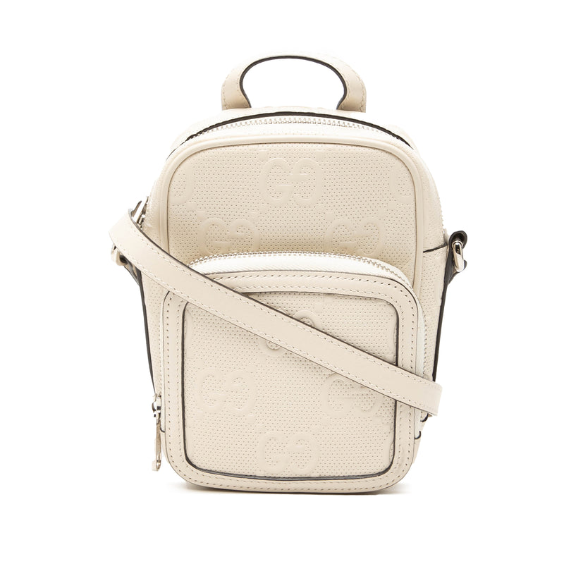 Mini GG Embossed Perforated Calfskin Satchel
