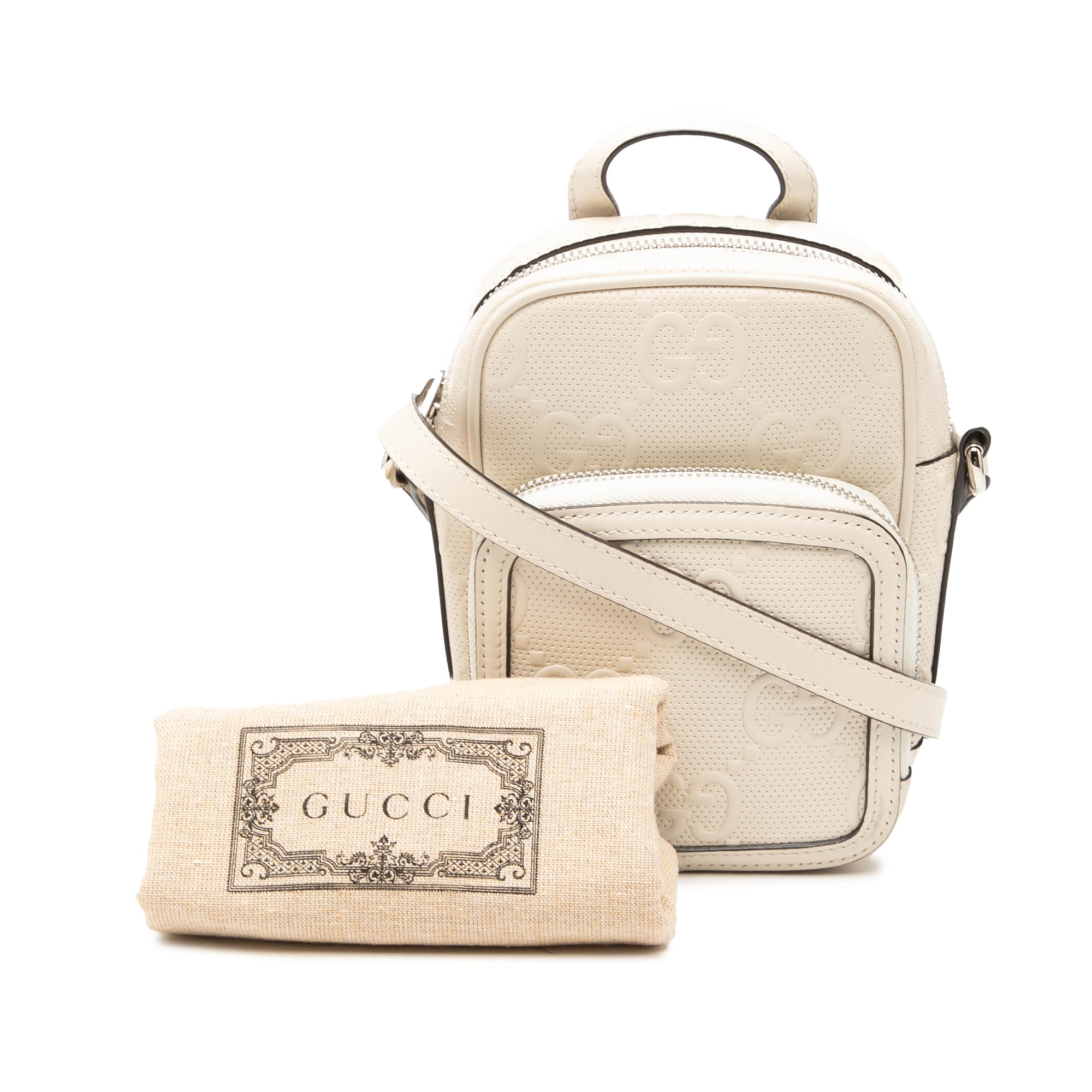 Mini GG Embossed Perforated Calfskin Satchel - Image 8