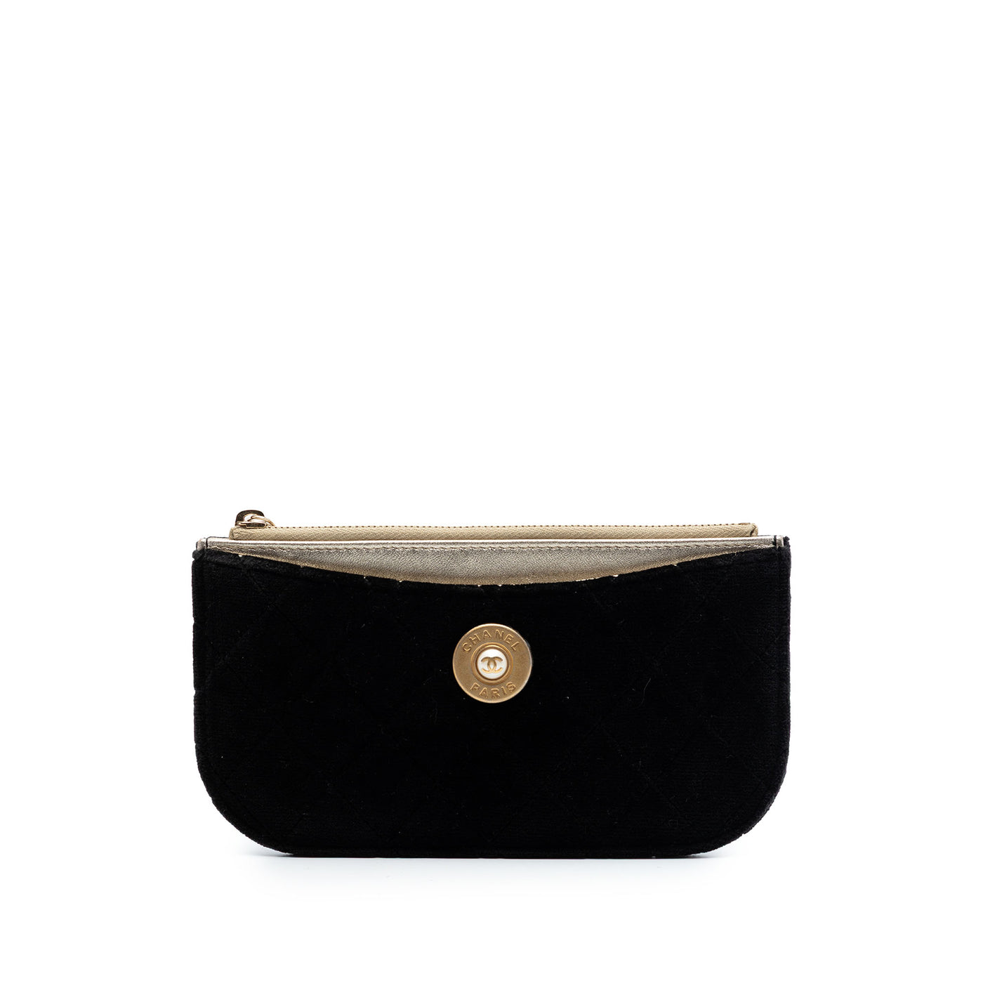 Small Quilted Velvet Medallion Zip Pouch - Image 1