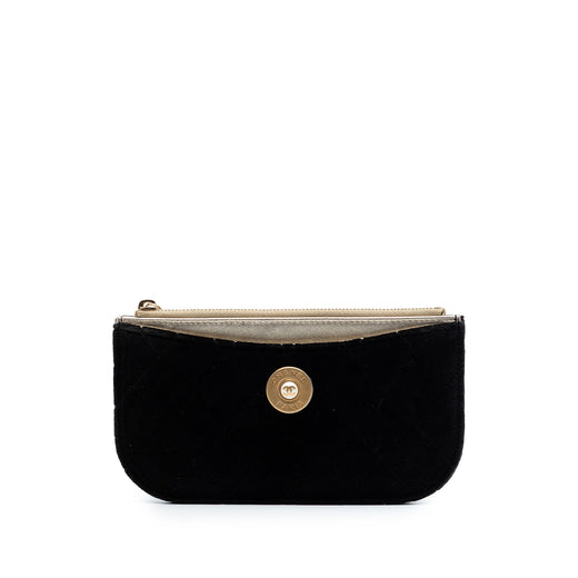 Small Quilted Velvet Medallion Zip Pouch - Image 1