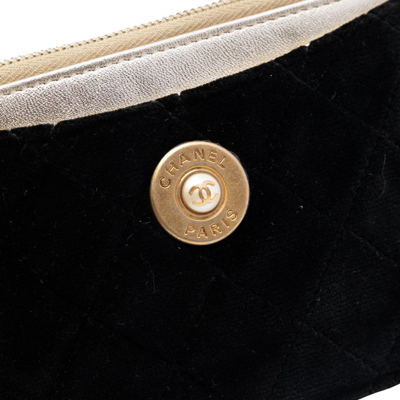 Small Quilted Velvet Medallion Zip Pouch - Image 5