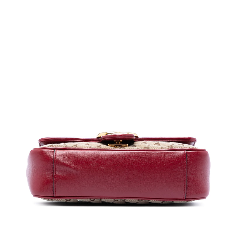 Small GG Marmont Matelasse Diagonal GG Canvas and Leather Shoulder Bag - Image 3