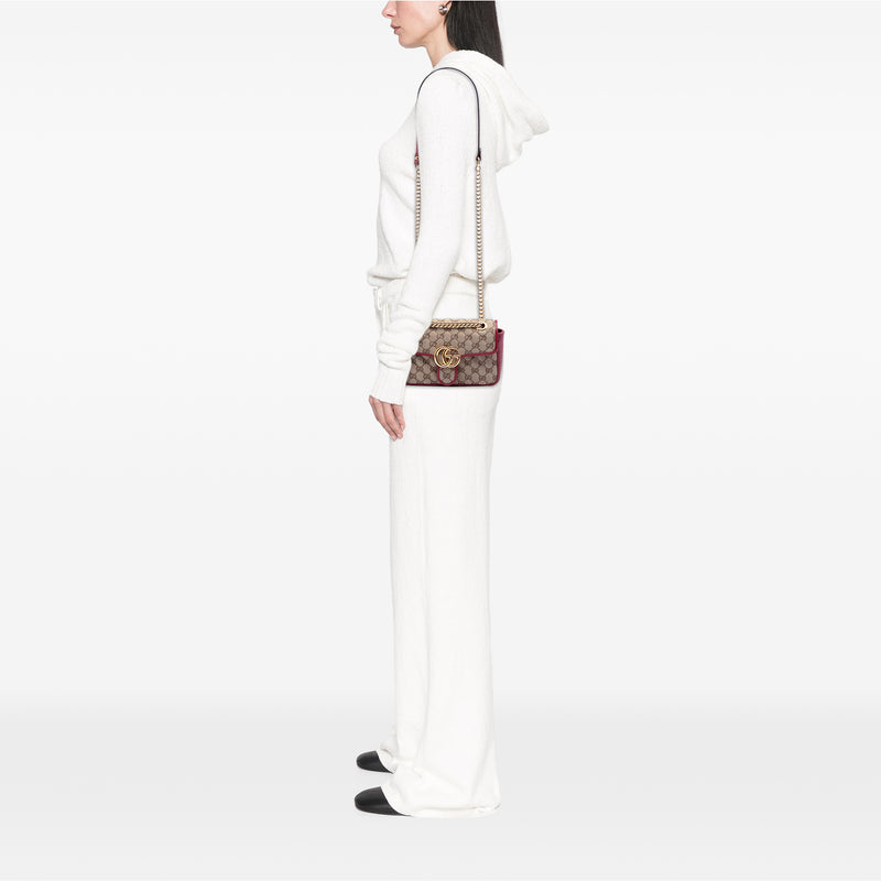 Small GG Marmont Matelasse Diagonal GG Canvas and Leather Shoulder Bag - Image 7