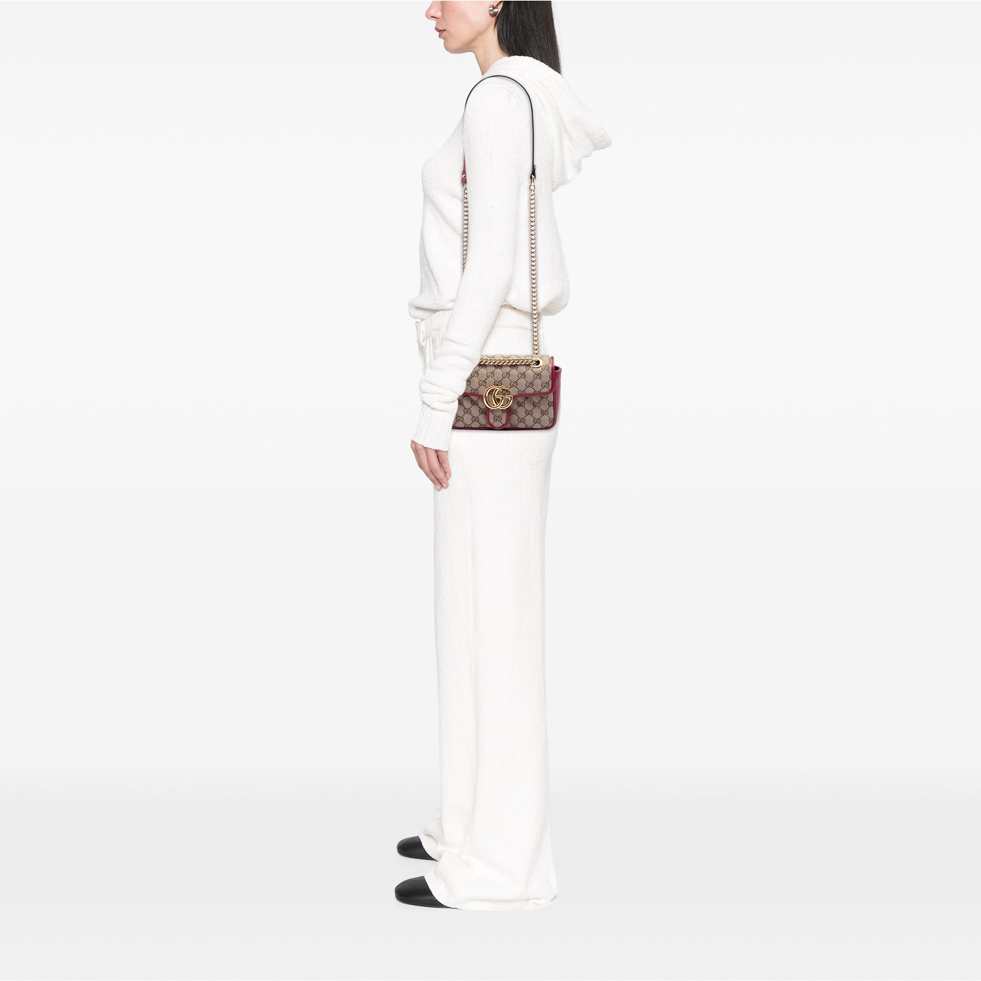 Small GG Marmont Matelasse Diagonal GG Canvas and Leather Shoulder Bag - Image 7