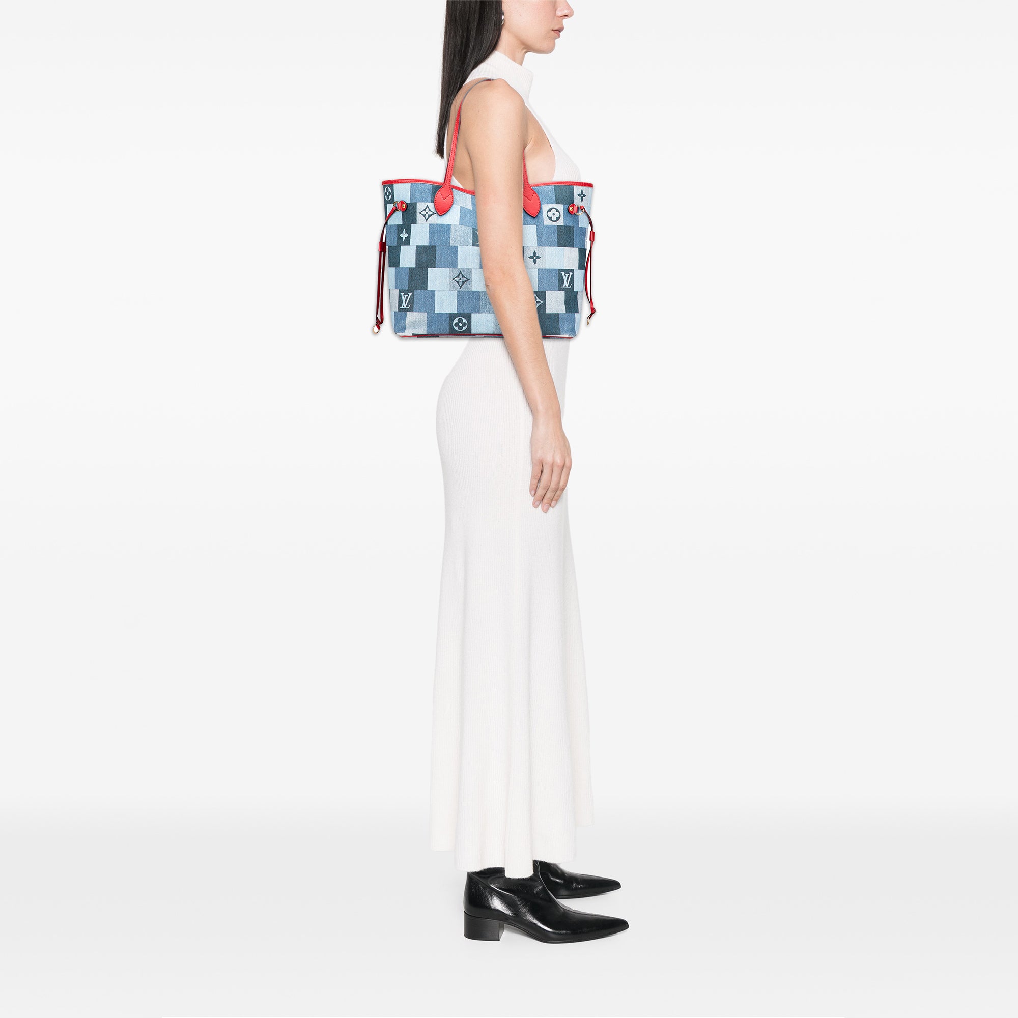 Monogram Denim Patchwork Neverfull MM - Image 10