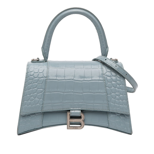 Small Croc Embossed Hourglass Top Handle Bag - Image 1