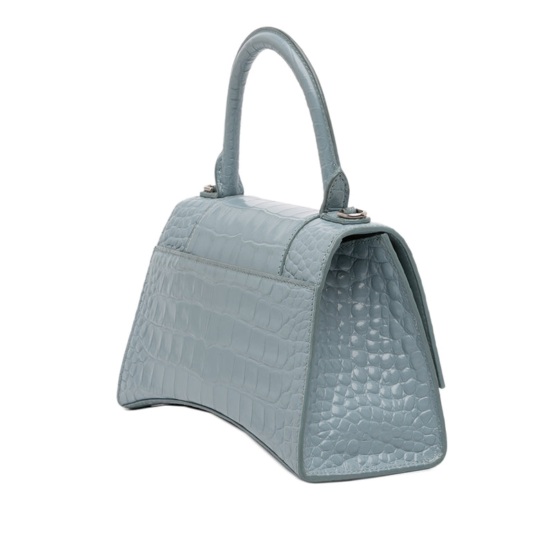 Small Croc Embossed Hourglass Top Handle Bag - Image 2