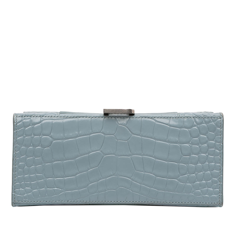 Small Croc Embossed Hourglass Top Handle Bag - Image 3