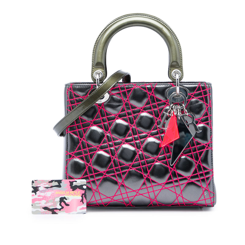 Anselm Reyle Medium Metallic Lambskin Cannage Lady Dior - Image 7