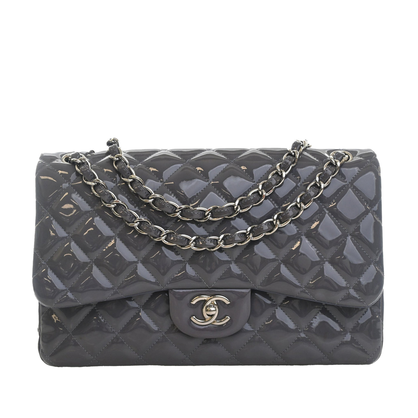 Jumbo Classic Striped Patent Double Flap - Image 1