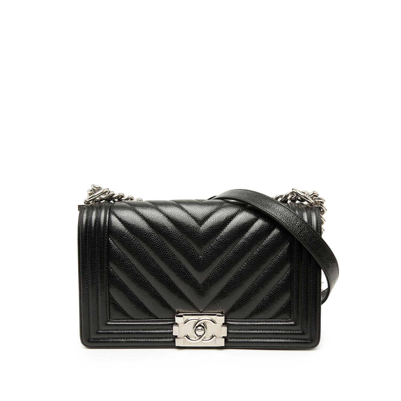 Old Medium Chevron Caviar Boy Flap - Image 1