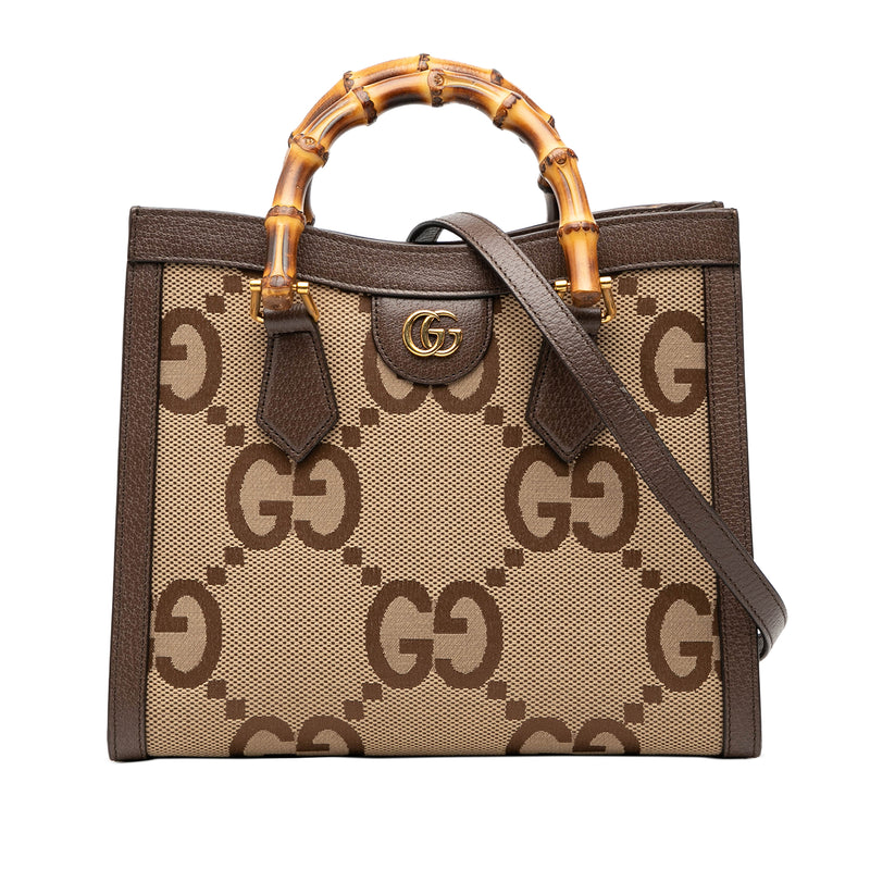 Medium Jumbo GG Canvas Bamboo Diana Satchel