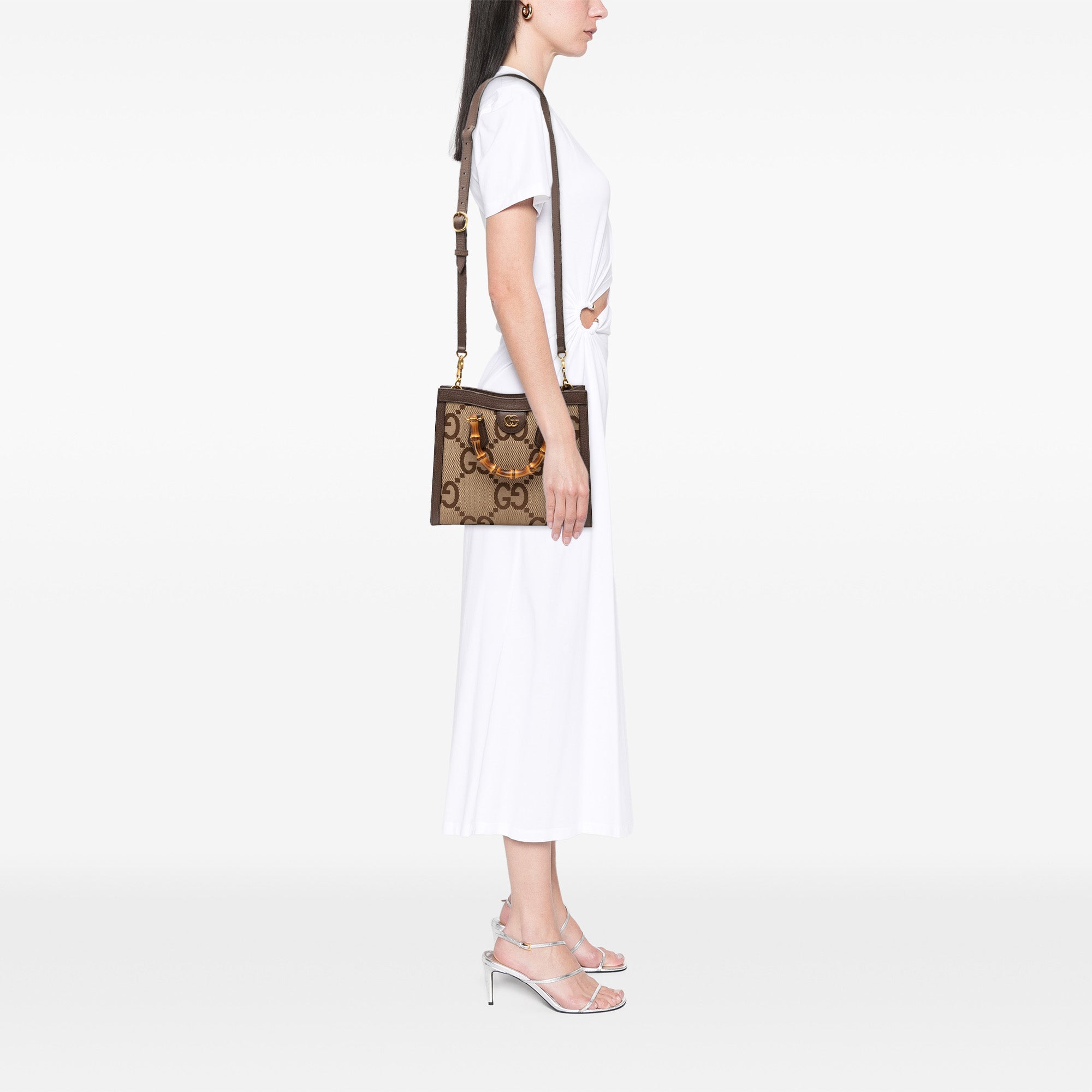 Medium Jumbo GG Canvas Bamboo Diana Satchel - Image 7