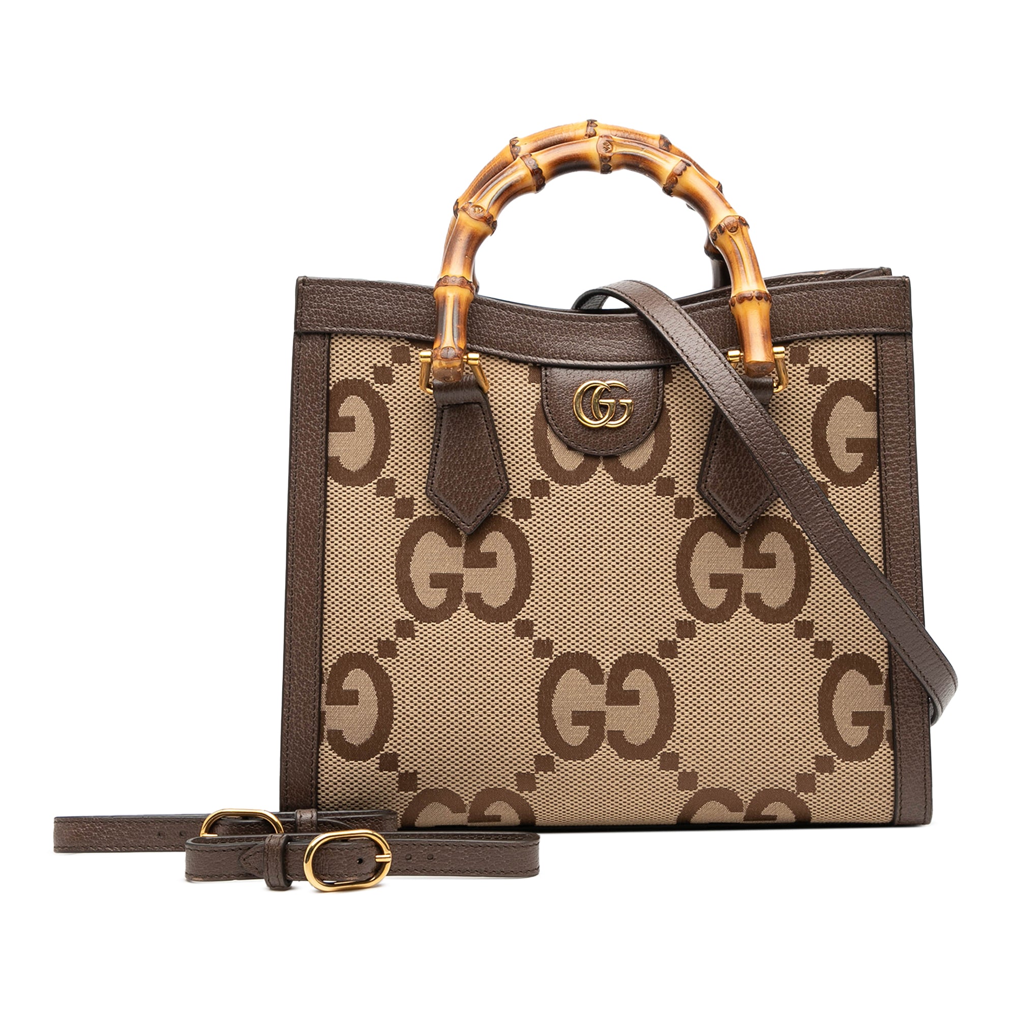 Medium Jumbo GG Canvas Bamboo Diana Satchel - Image 8