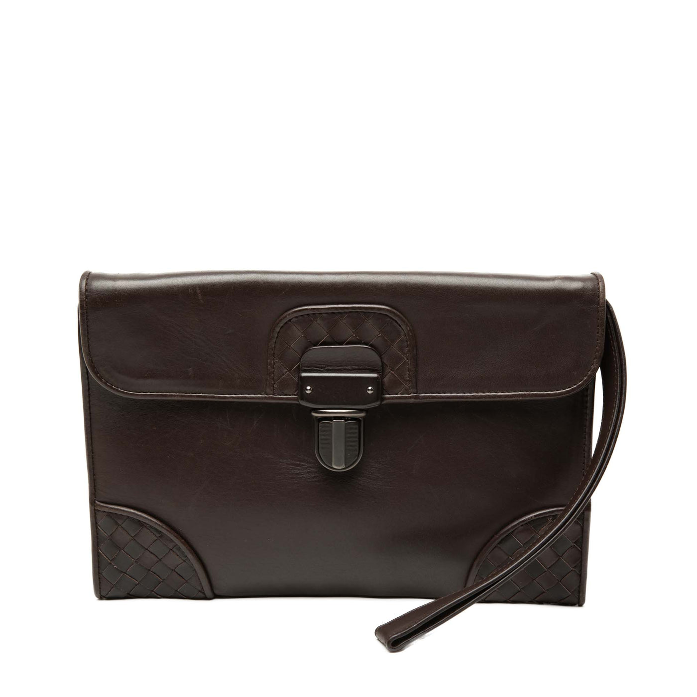 Intrecciato Trimmed Leather Clutch - Image 1
