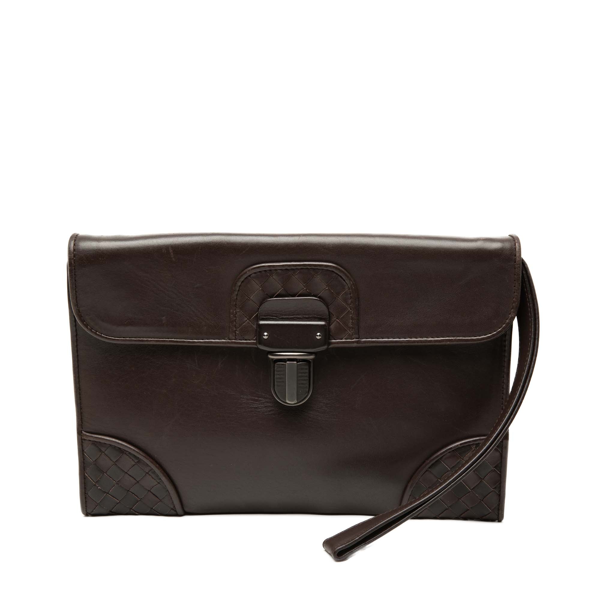 Intrecciato Trimmed Leather Clutch - Image 1