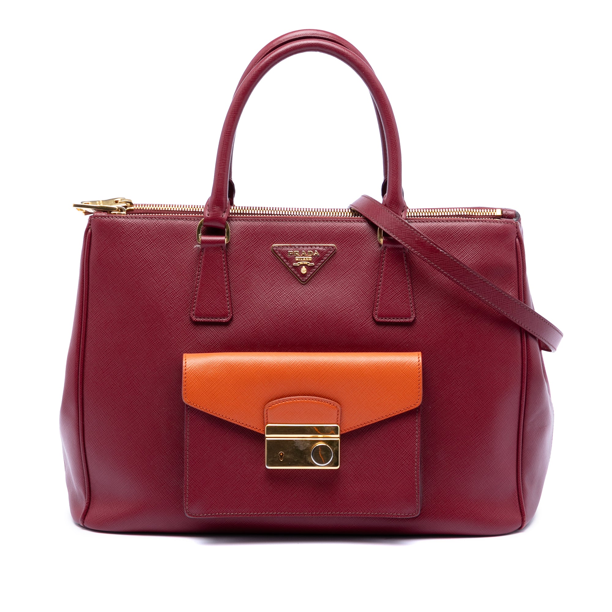Saffiano Lux Galleria Double Zip Front Pocket Satchel - Image 1