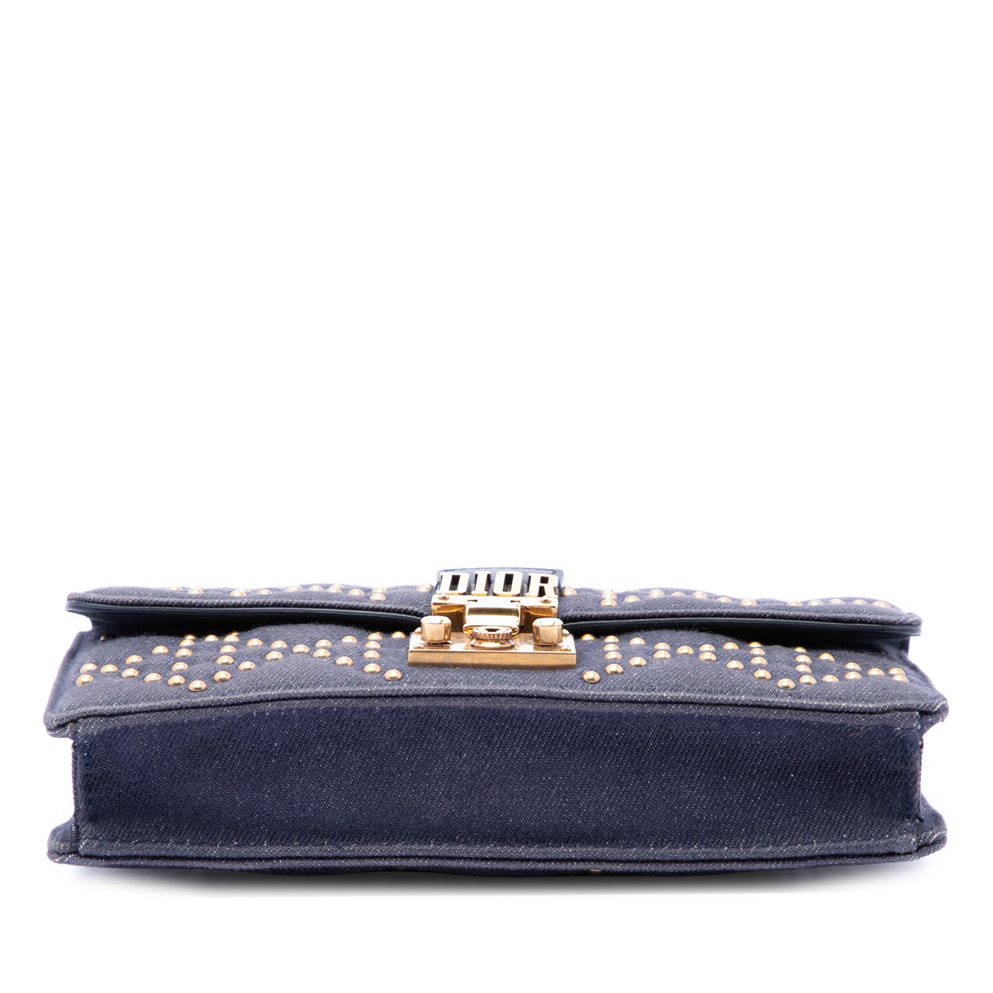Denim Cannage Studded DiorAddict Wallet on Chain - Image 3