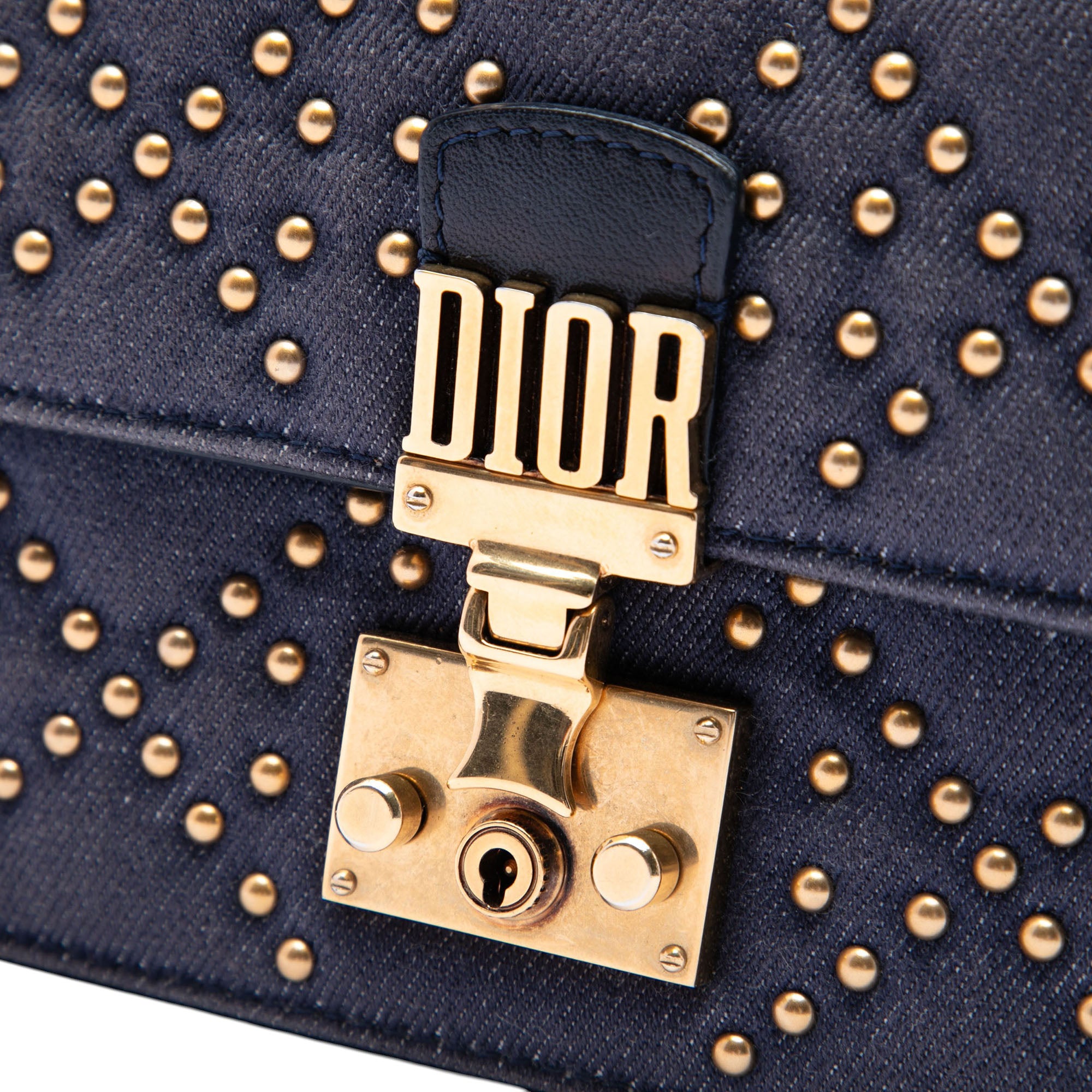 Denim Cannage Studded DiorAddict Wallet on Chain - Image 5