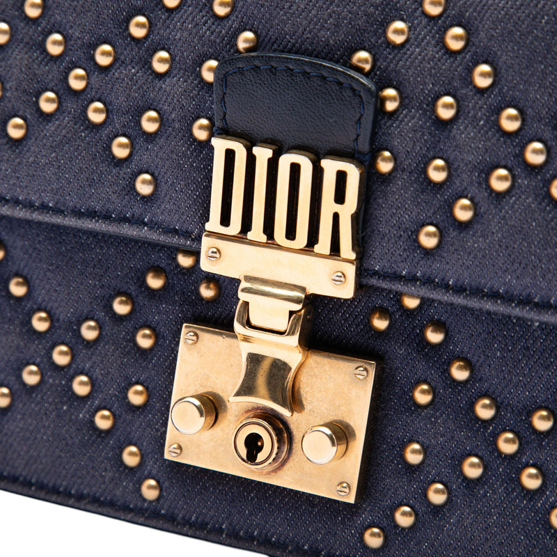Denim Cannage Studded DiorAddict Wallet on Chain - Image 5