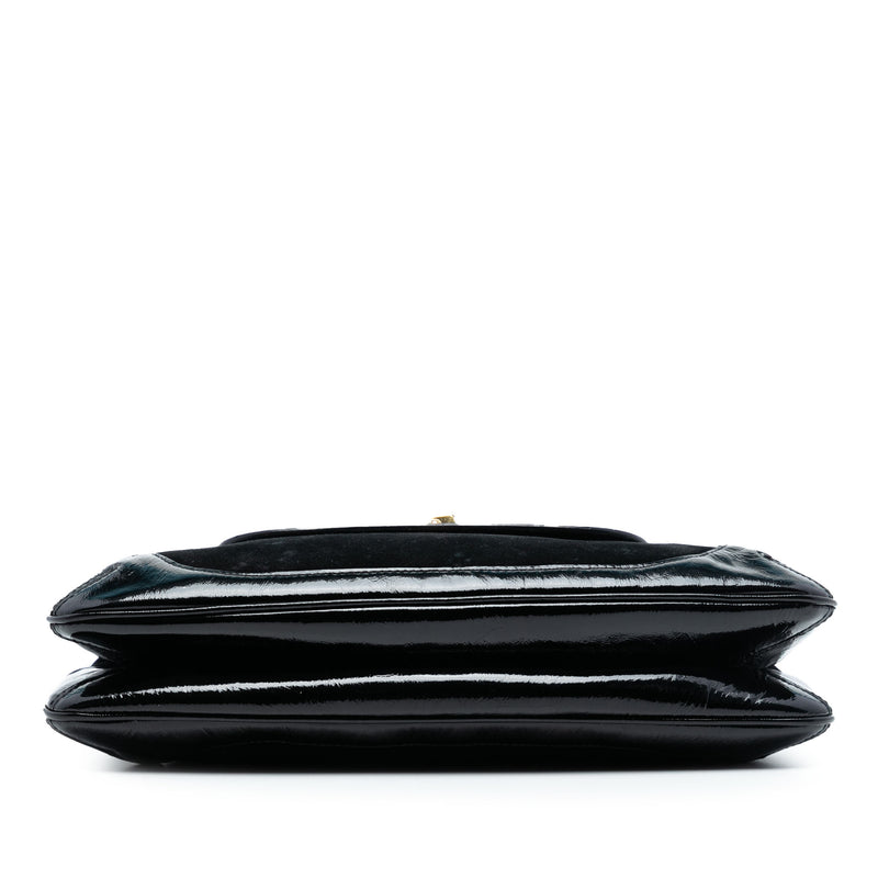 Suede and Patent Peggy Bamboo Top Handle Bag - Image 3