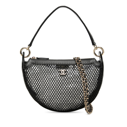 CC Mesh and Quilted Shiny Lambskin Chain Hobo - Image 1