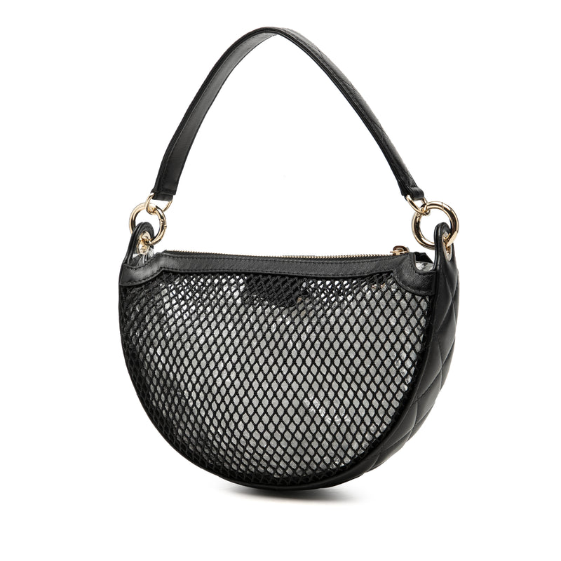 CC Mesh and Quilted Shiny Lambskin Chain Hobo - Image 2