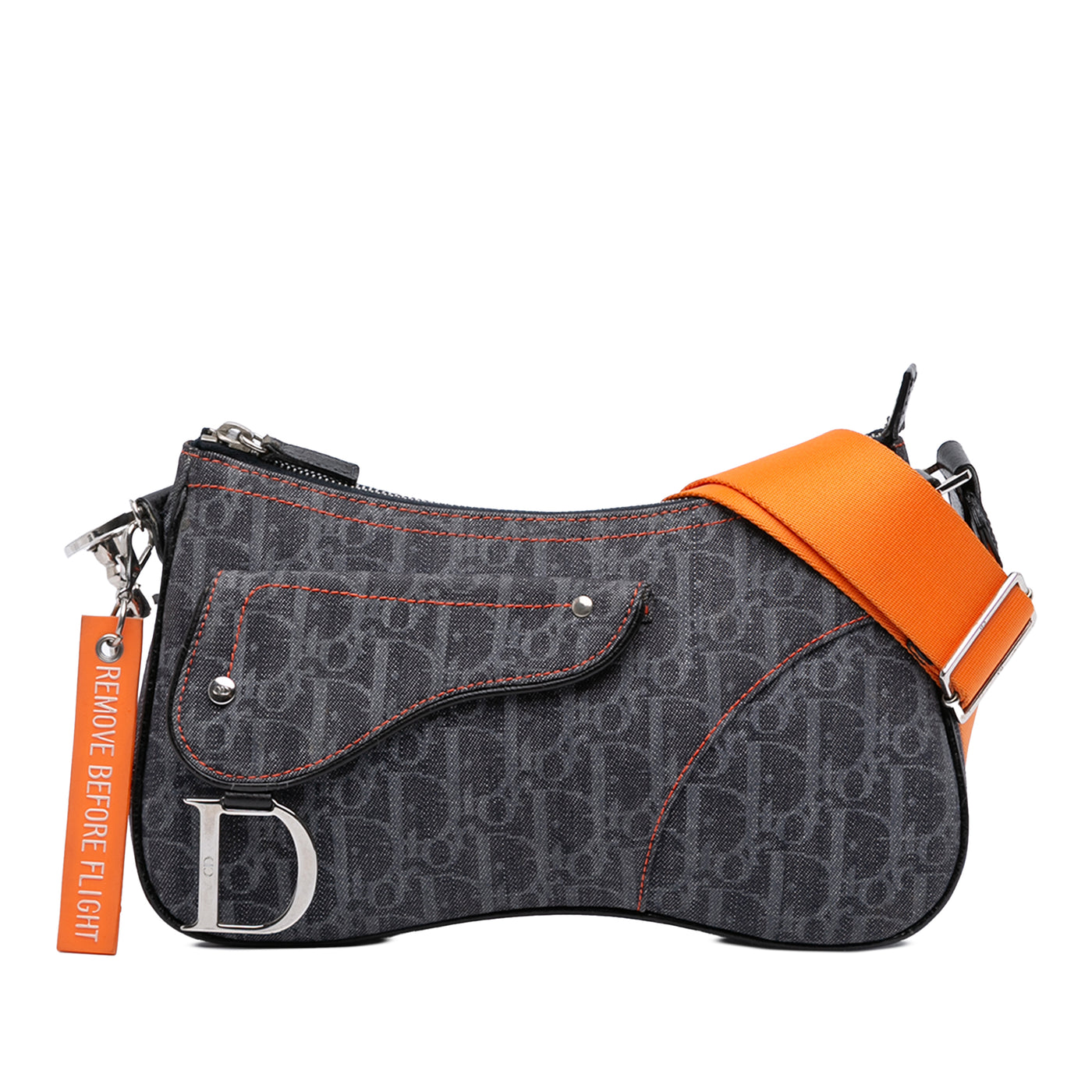 Oblique Denim Flight Double Saddle Crossbody - Image 1