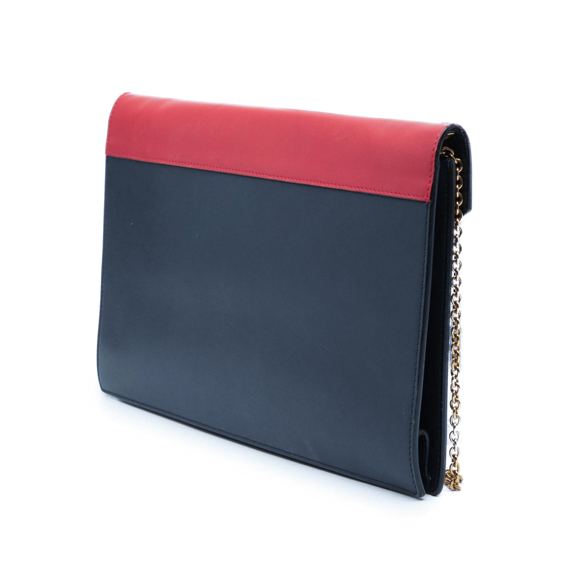 Large Tricolor Leather Pocket Envelope Flap on Chain - Image 2