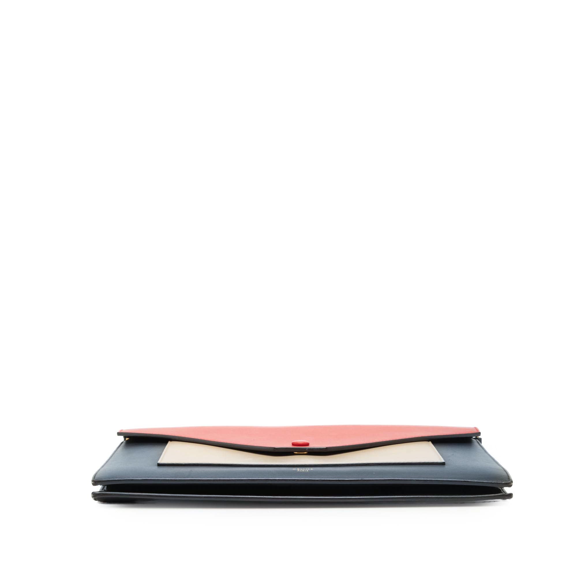 Large Tricolor Leather Pocket Envelope Flap on Chain - Image 3