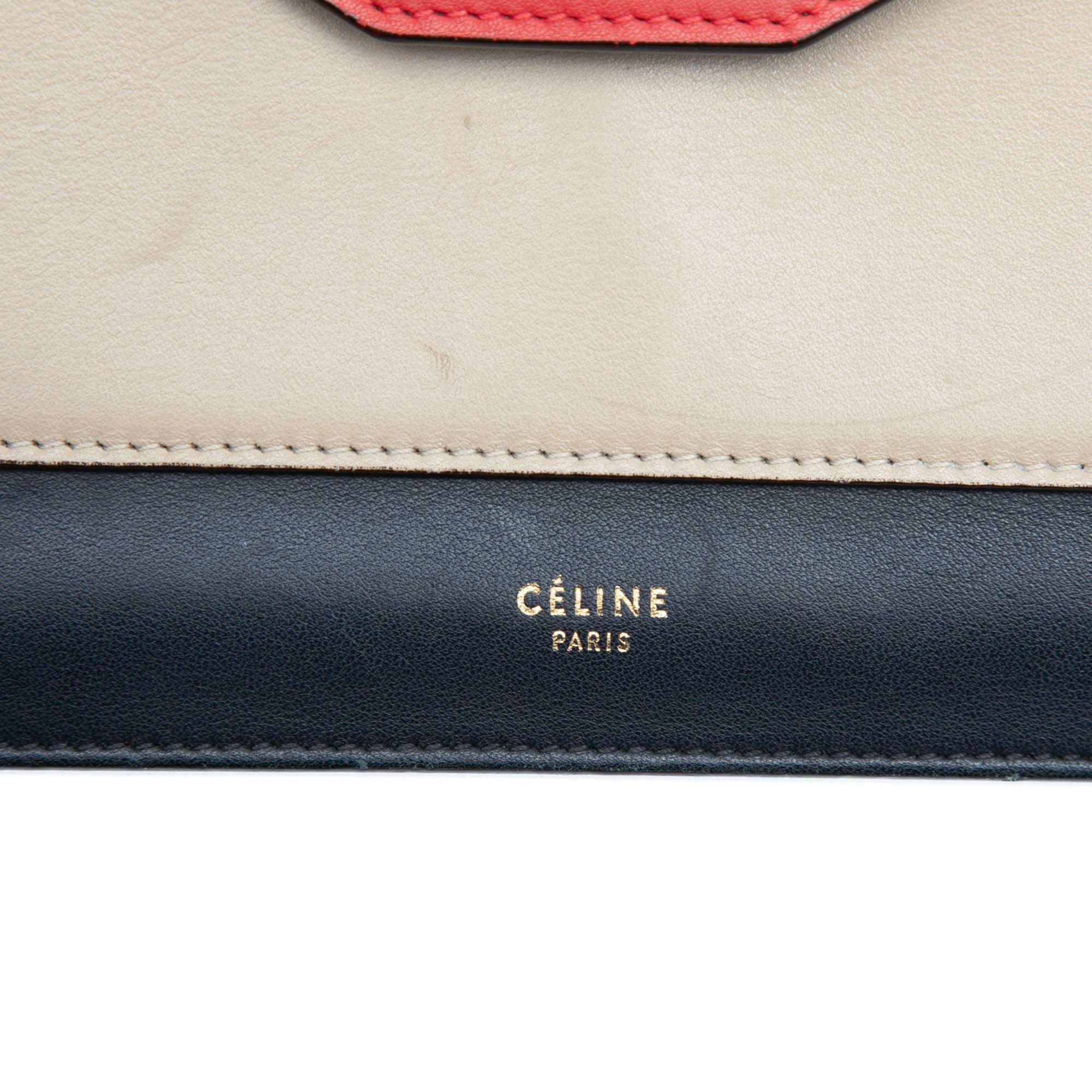 Large Tricolor Leather Pocket Envelope Flap on Chain - Image 5