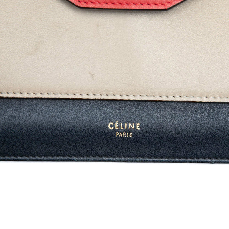 Large Tricolor Leather Pocket Envelope Flap on Chain - Image 5